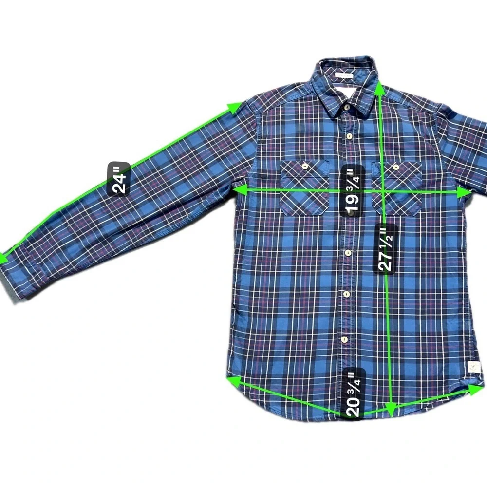 American Eagle Outfitters Men’s Small Blue Plaid Button Up Shirt Athletic Fit